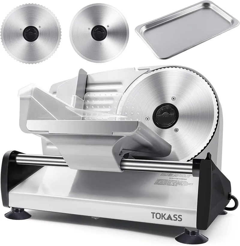 Meat Slicer Machine for Home, Quiet 200W DC Motor Electric Deli Slicer